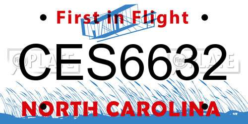 CES6632 North Carolina License Plate