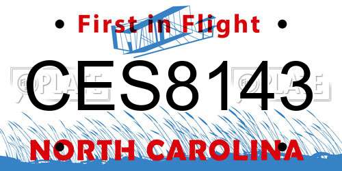 CES8143 North Carolina License Plate