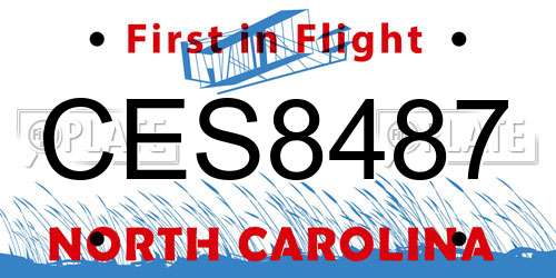 CES8487 North Carolina License Plate