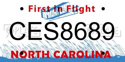CES8689 North Carolina License Plate