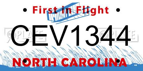 CEV1344 North Carolina License Plate