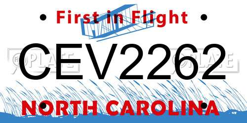 CEV2262 North Carolina License Plate