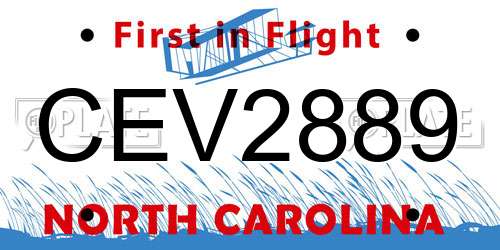 CEV2889 North Carolina License Plate