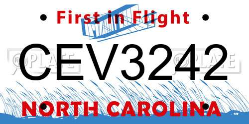 CEV3242 North Carolina License Plate