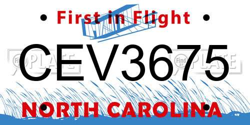 CEV3675 North Carolina License Plate