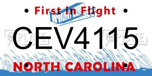 CEV4115 North Carolina License Plate