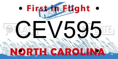 CEV595 North Carolina License Plate