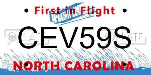 CEV59S North Carolina License Plate