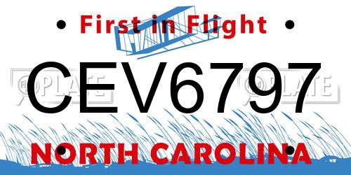 CEV6797 North Carolina License Plate