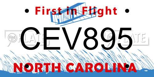 CEV895 North Carolina License Plate