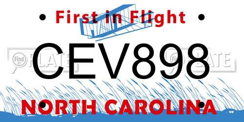 CEV898 North Carolina License Plate