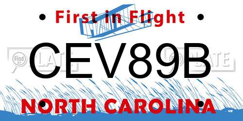 CEV89B North Carolina License Plate