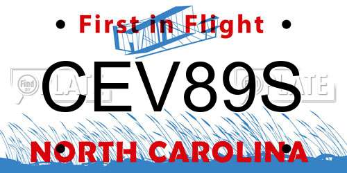 CEV89S North Carolina License Plate