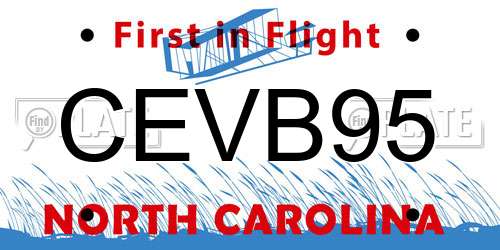 CEVB95 North Carolina License Plate
