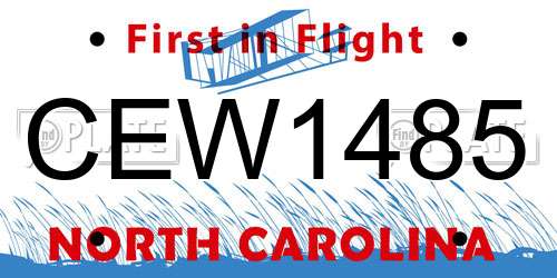 CEW1485 North Carolina License Plate