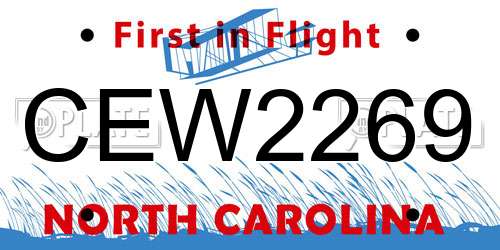 CEW2269 North Carolina License Plate