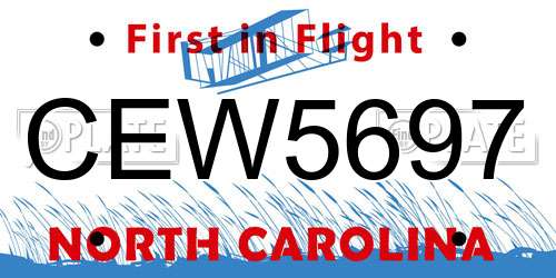 CEW5697 North Carolina License Plate