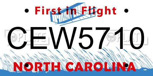 CEW5710 North Carolina License Plate