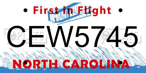 CEW5745 North Carolina License Plate