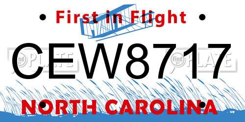 CEW8717 North Carolina License Plate