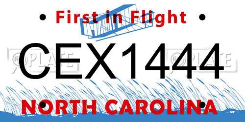CEX1444 North Carolina License Plate