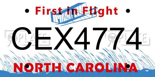 CEX4774 North Carolina License Plate
