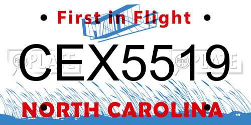 CEX5519 North Carolina License Plate