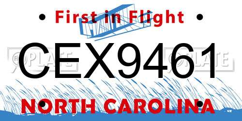 CEX9461 North Carolina License Plate