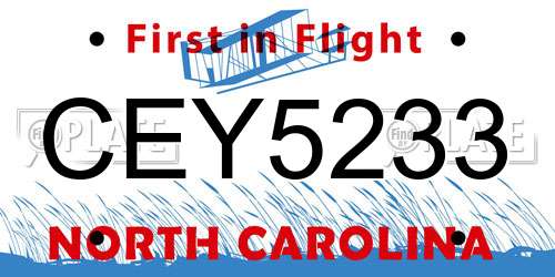 CEY5233 North Carolina License Plate