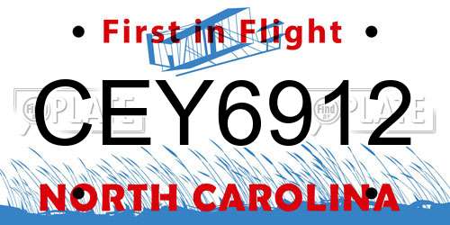 CEY6912 North Carolina License Plate
