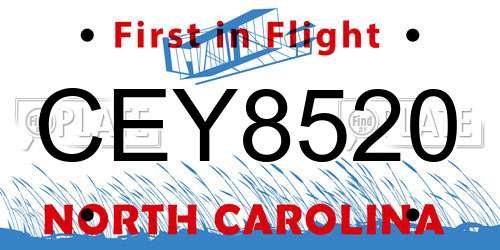 CEY8520 North Carolina License Plate