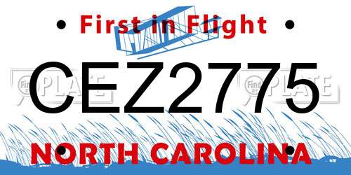 CEZ2775 North Carolina License Plate