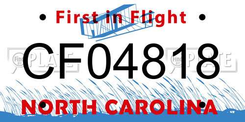 CF04818 North Carolina License Plate