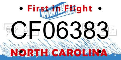 CF06383 North Carolina License Plate