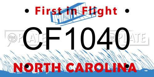 CF1040 North Carolina License Plate