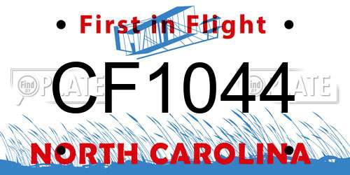 CF1044 North Carolina License Plate