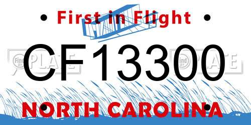 CF13300 North Carolina License Plate