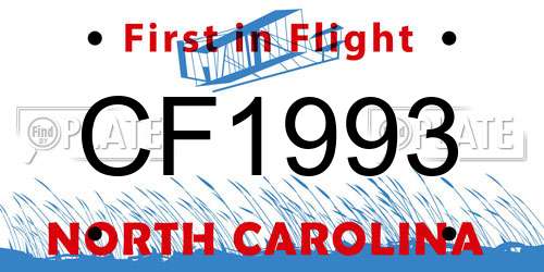 CF1993 North Carolina License Plate