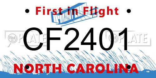 CF2401 North Carolina License Plate