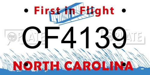 CF4139 North Carolina License Plate