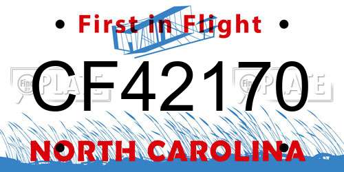 CF42170 North Carolina License Plate