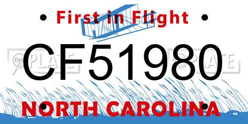 CF51980 North Carolina License Plate