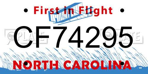 CF74295 North Carolina License Plate