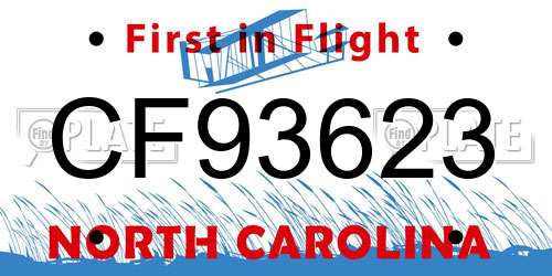 CF93623 North Carolina License Plate