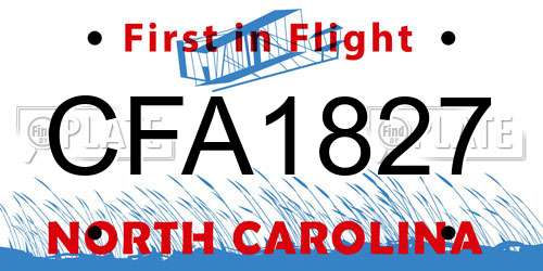 CFA1827 North Carolina License Plate