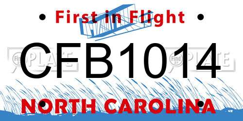 CFB1014 North Carolina License Plate