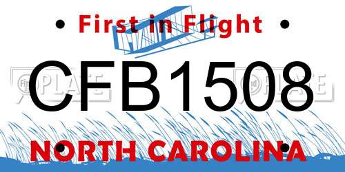 CFB1508 North Carolina License Plate