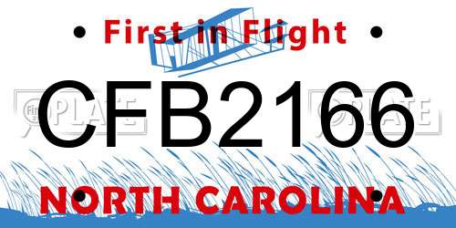 CFB2166 North Carolina License Plate