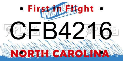 CFB4216 North Carolina License Plate