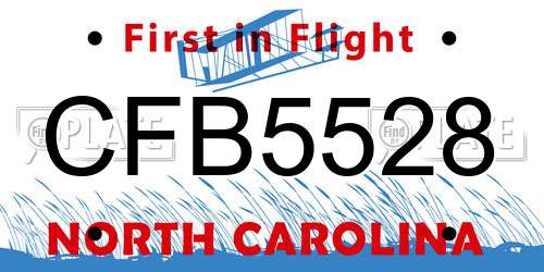 CFB5528 North Carolina License Plate